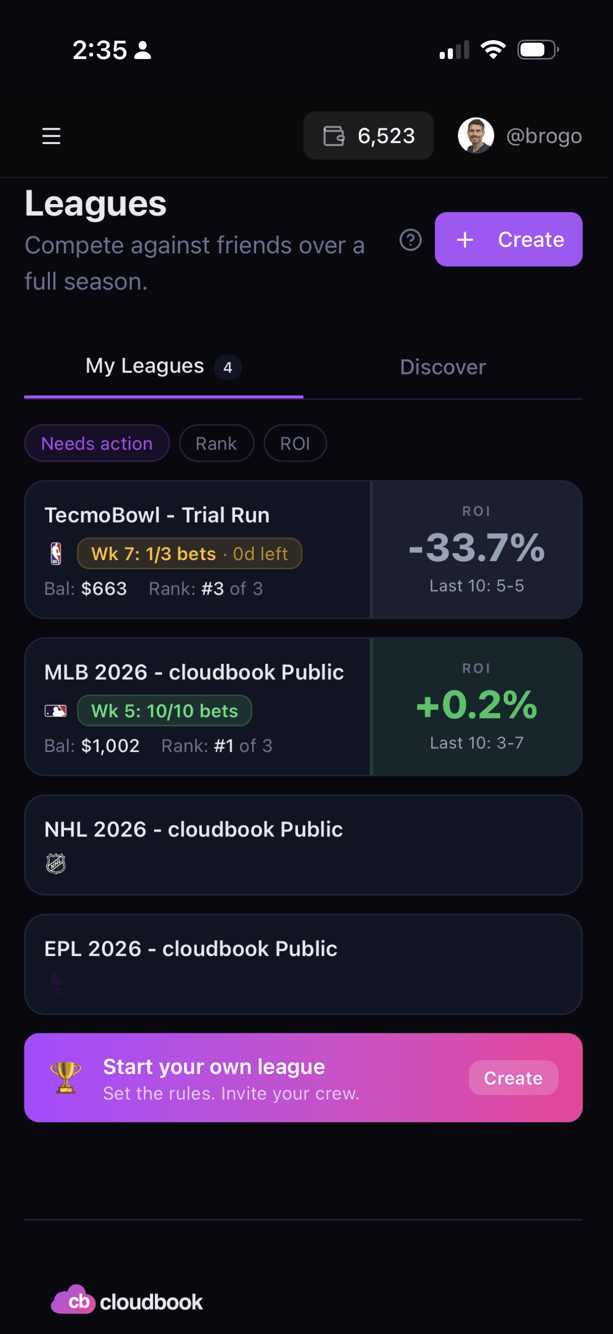 cloudbook — leagues on iOS